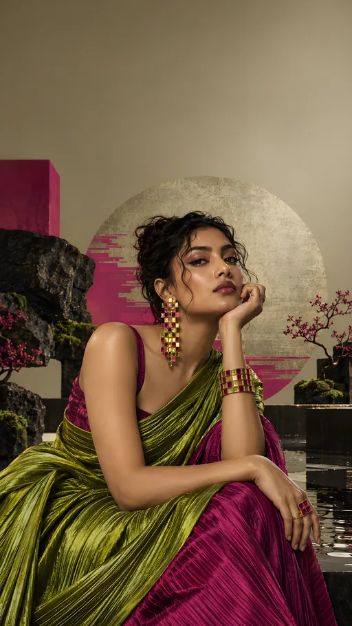 Wasabi and Magenta Drape — People & Portraits wallpaper