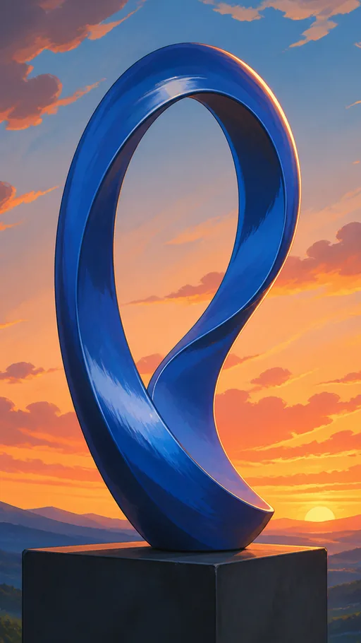 Towering Cobalt-blue Glossy Loop Sculpture — Abstract wallpaper