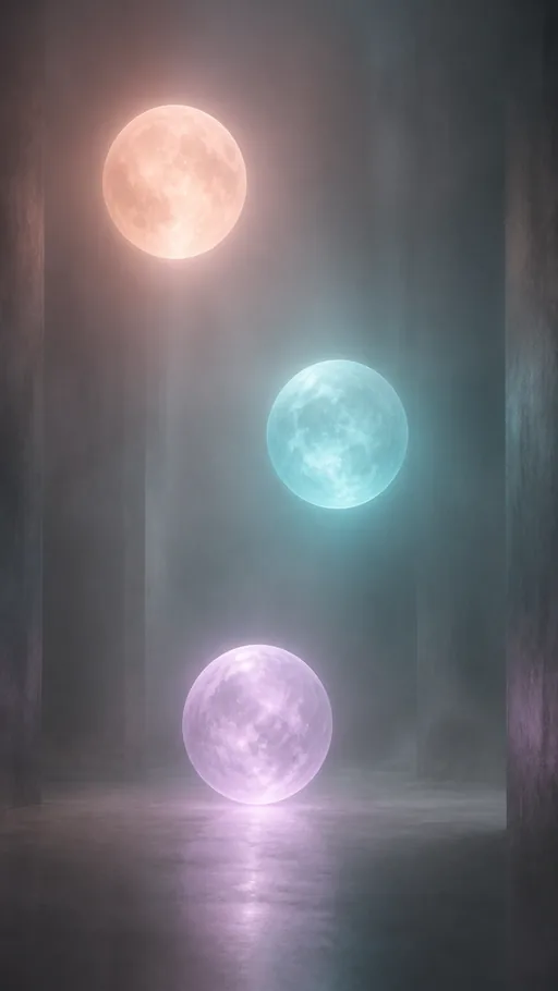 Three Softly Glowing Orbs Stacked — Abstract wallpaper