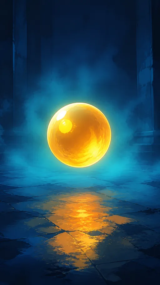 Single Luminous Amber Orb Floating — Abstract wallpaper
