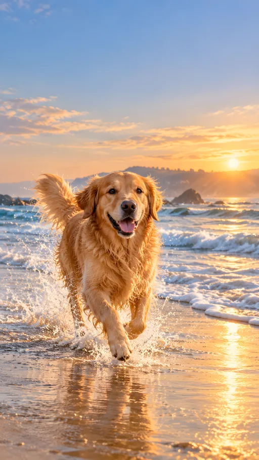 Golden Retriever on the Beach — Pets wallpaper