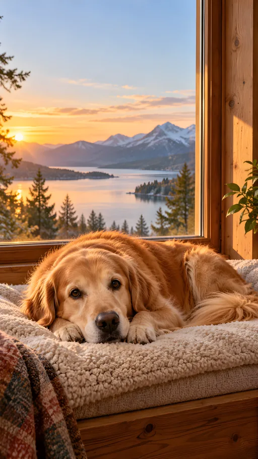 Golden Retriever in a Window Nook — Pets wallpaper