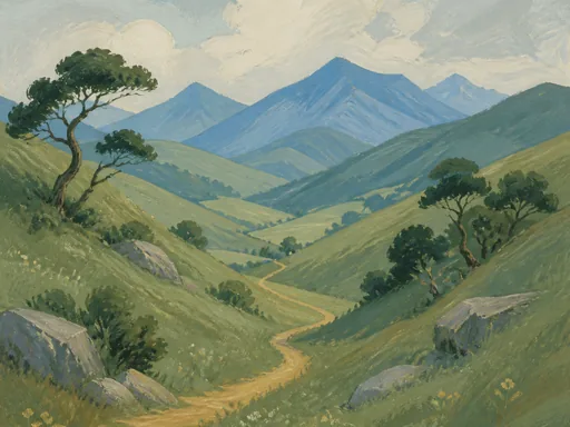 Sage-green Gouache Valley — Art & Illustration Galaxy Fold wallpaper