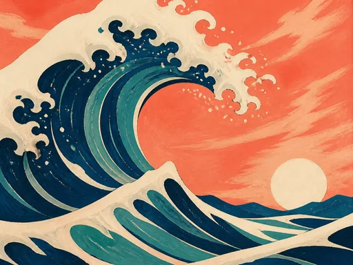 Stylized Ocean Wave Reduced To Sweeping — Nature & Landscapes Galaxy Fold wallpaper