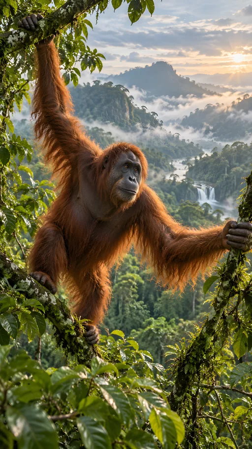 Orangutan in the Canopy — Animals & Wildlife wallpaper