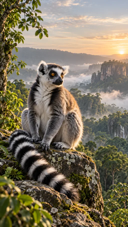 Ring-Tailed Lemur at Sunrise — Animals & Wildlife wallpaper