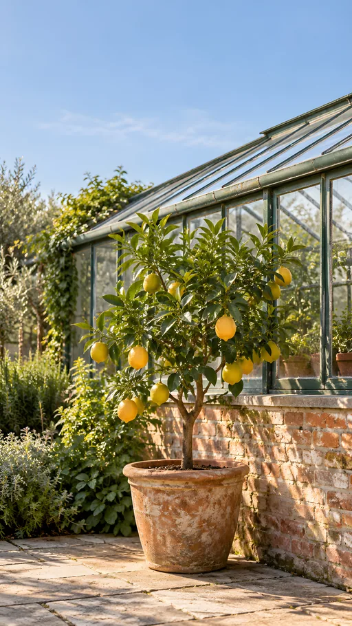 Citrus Tree by the Greenhouse Wall — Flowers & Plants wallpaper