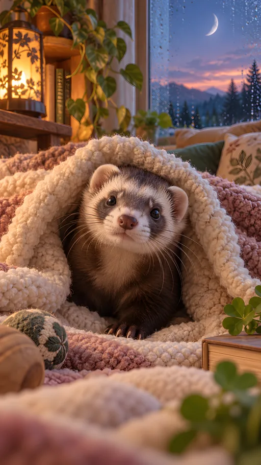 Ferret in a Blanket Tunnel — Pets wallpaper