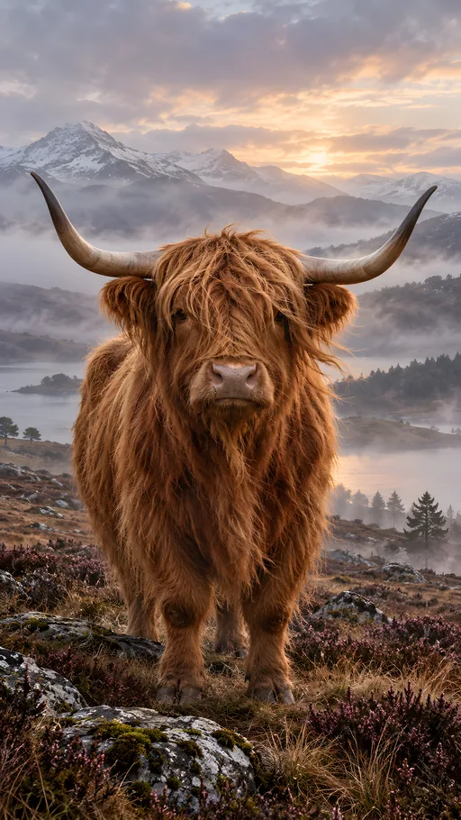 Highland Bull on a Misty Moor — Animals & Wildlife wallpaper