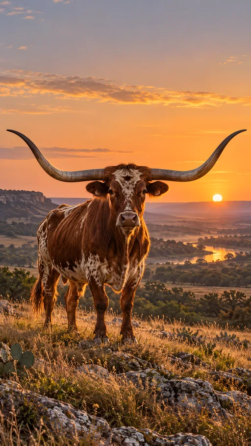 Texas Longhorn at Sunset — Animals & Wildlife wallpaper