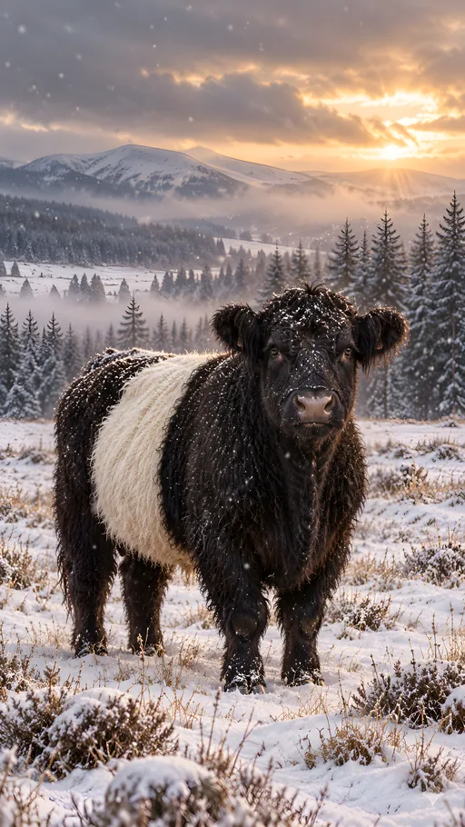 Belted Galloway in Snow — Animals & Wildlife wallpaper