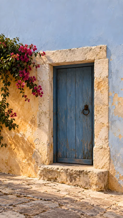 Limestone Stair and Blue Doorway — Cities & Architecture wallpaper