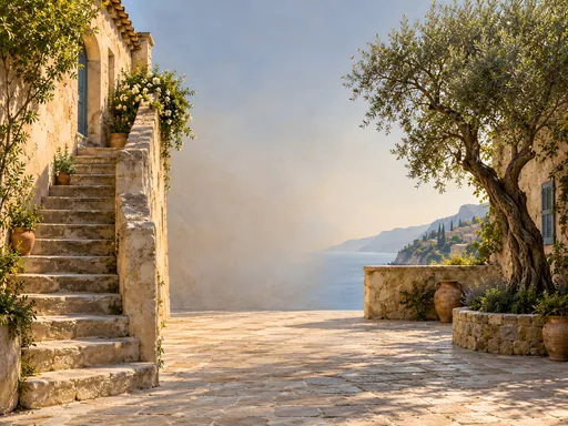 Stone Stair and Olive Courtyard — Cities & Architecture wallpaper