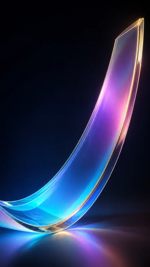 Tall Translucent Prism Ribbon Bending Upward — Abstract wallpaper