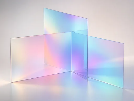 Three Elegant Holographic Panels Intersecting — Abstract Galaxy Fold wallpaper