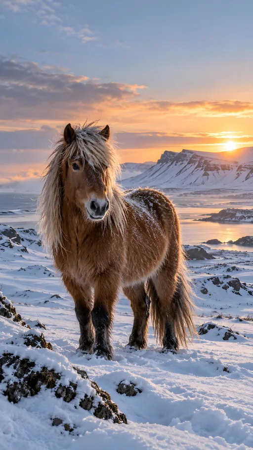 Icelandic Horse in Blue Snow — Animals & Wildlife wallpaper