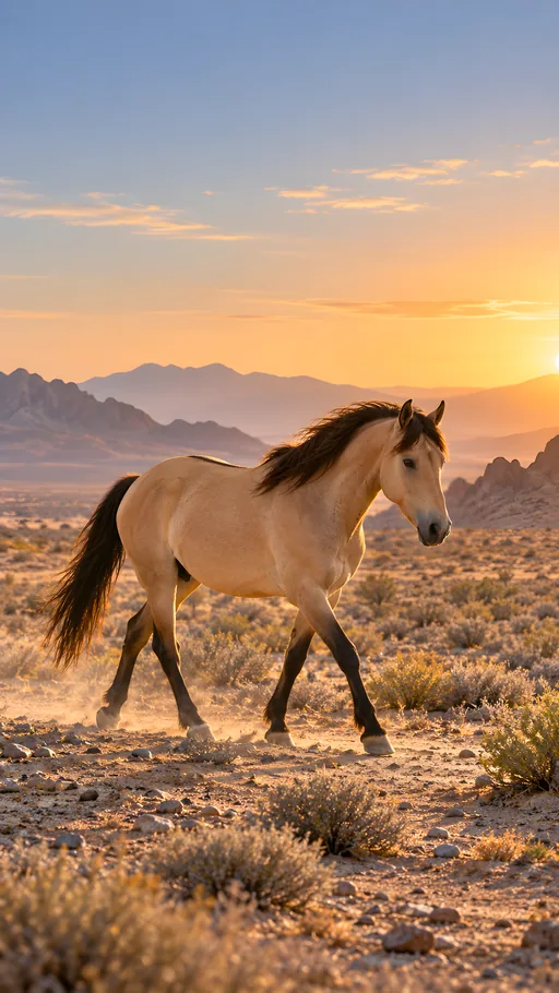Dun Horse on a Desert Plain — Animals & Wildlife wallpaper