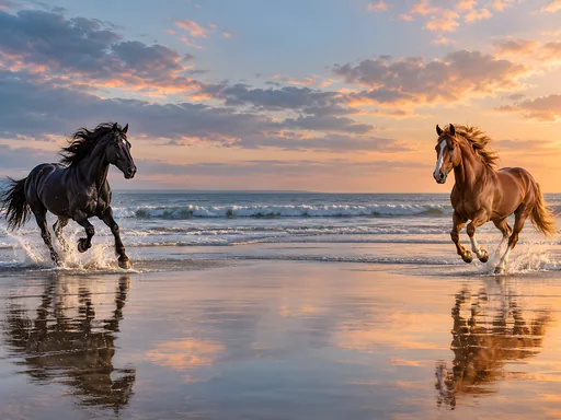 Horses Running on the Beach — Animals & Wildlife wallpaper