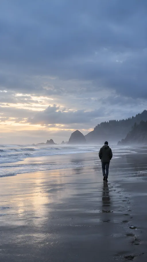 Walk on a Rainy Beach — People & Portraits wallpaper