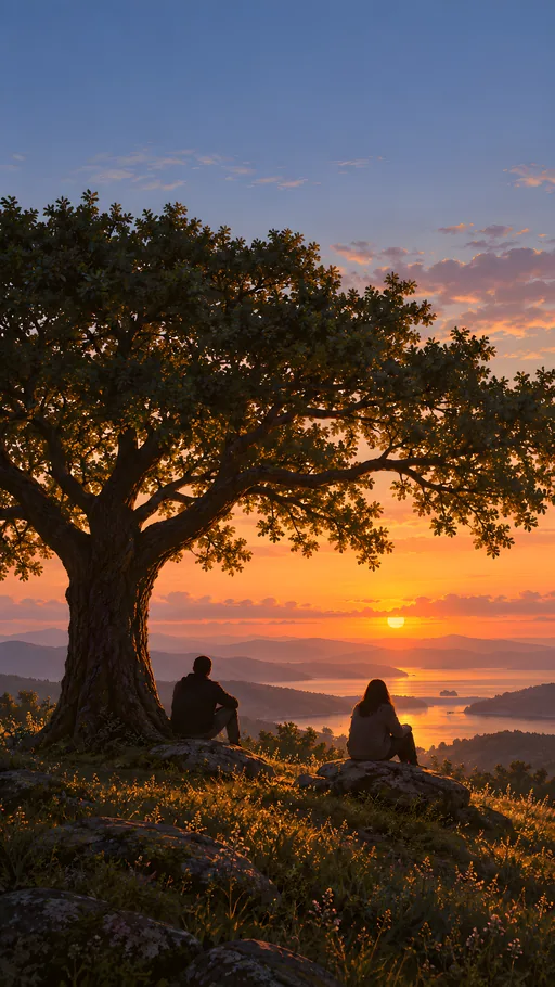 Sunset Under a Giant Tree — People & Portraits wallpaper