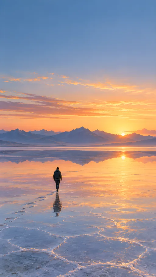 Crossing a Luminous Salt Flat — People & Portraits wallpaper