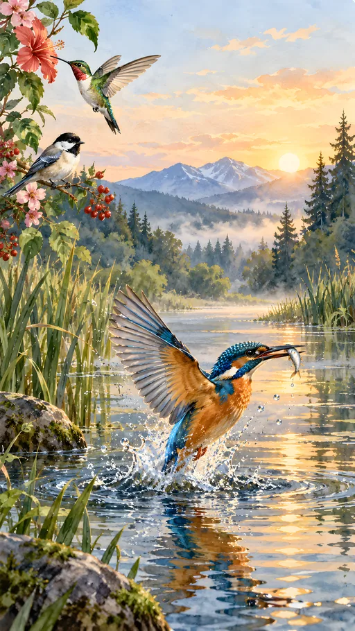 Kingfisher Breaking the Water — Animals & Wildlife wallpaper