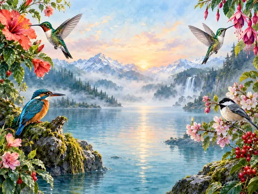 Hummingbirds in Watercolor — Animals & Wildlife wallpaper