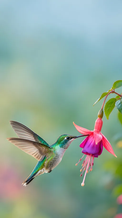 Hummingbird at a Fuchsia Bloom — Animals & Wildlife wallpaper