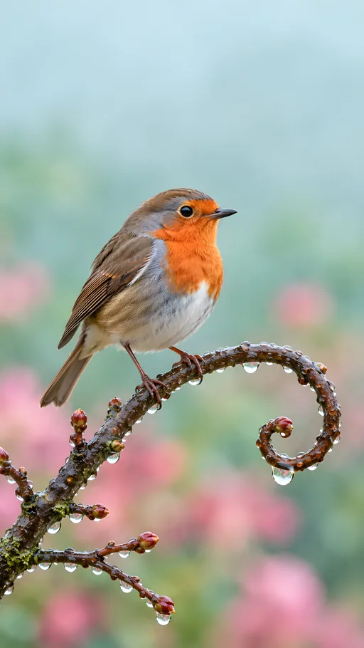 Robin on a Bare Twig — Animals & Wildlife wallpaper