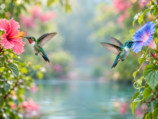 Two Hummingbirds in the Garden — Animals & Wildlife wallpaper