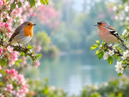 Robin and Finch — Animals & Wildlife wallpaper