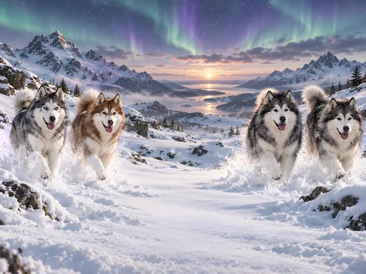Sled Dogs Across the Snowfields — Pets wallpaper