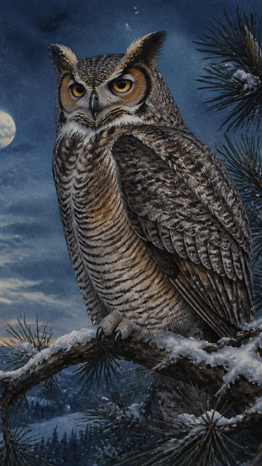 Great Horned Owl Perched On A — Animals & Wildlife wallpaper