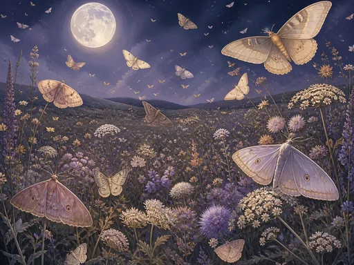 Broad Moonlit Meadow Filled — Animals & Wildlife Galaxy Fold wallpaper