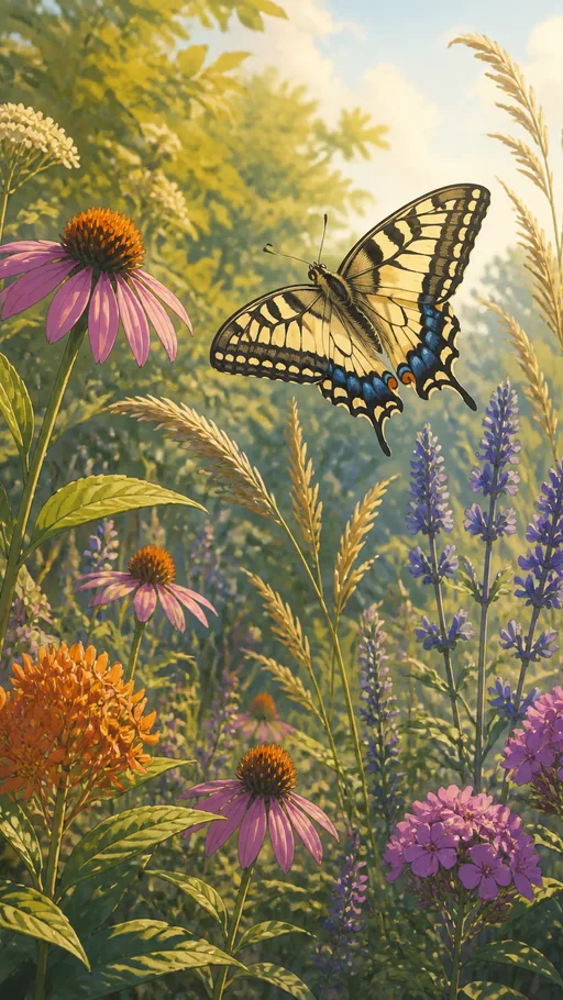 Tall 2D Animated Butterfly Garden — Animals & Wildlife wallpaper