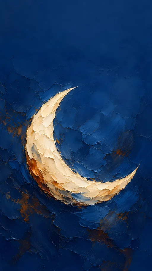 Cream Crescent on Blue — Art & Illustration wallpaper