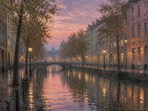 Quiet City Canal After Rain Plane — Nature & Landscapes Galaxy Fold wallpaper