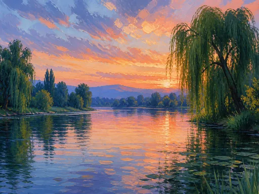 Wide 2D Animated River Landscape Built — Nature & Landscapes Galaxy Fold wallpaper