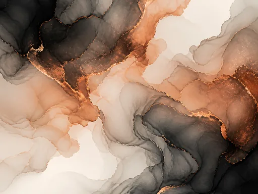 Soft Black Ink And Muted Copper — Abstract Galaxy Fold wallpaper