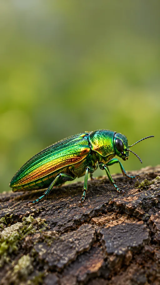 Jewel Beetle on Bark — Animals & Wildlife wallpaper