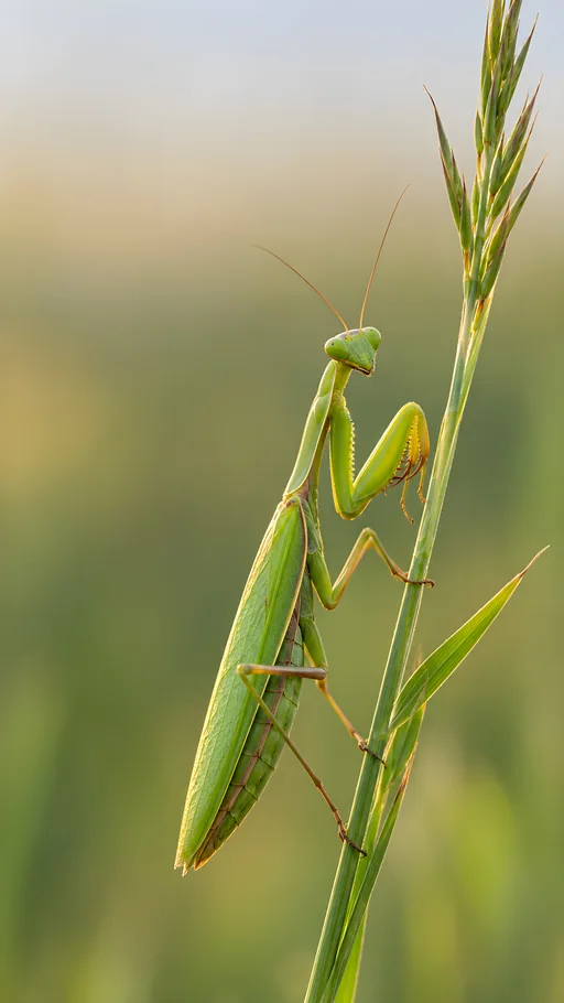 Mantis on a Grass Stem — Animals & Wildlife wallpaper