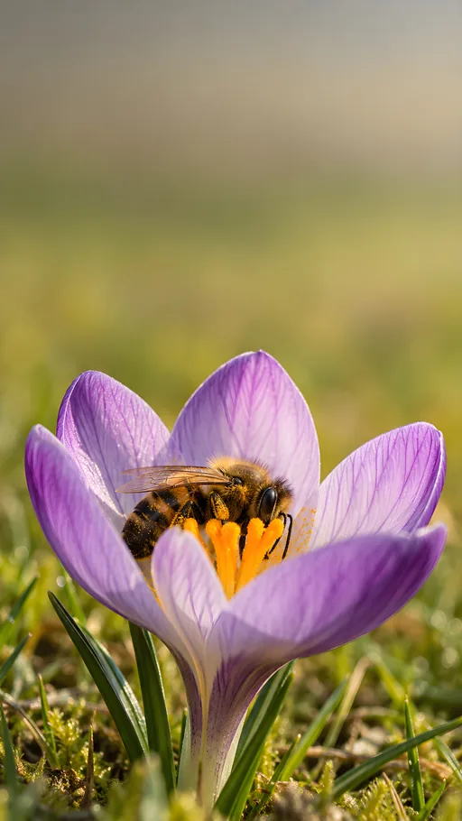 Bee Asleep in a Crocus — Animals & Wildlife wallpaper