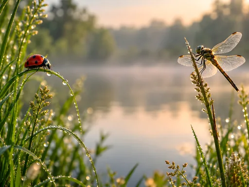 Ladybird and Dragonfly — Animals & Wildlife wallpaper