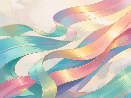 Wide Iridescent Ribbons Layered Across A — Abstract Galaxy Fold wallpaper
