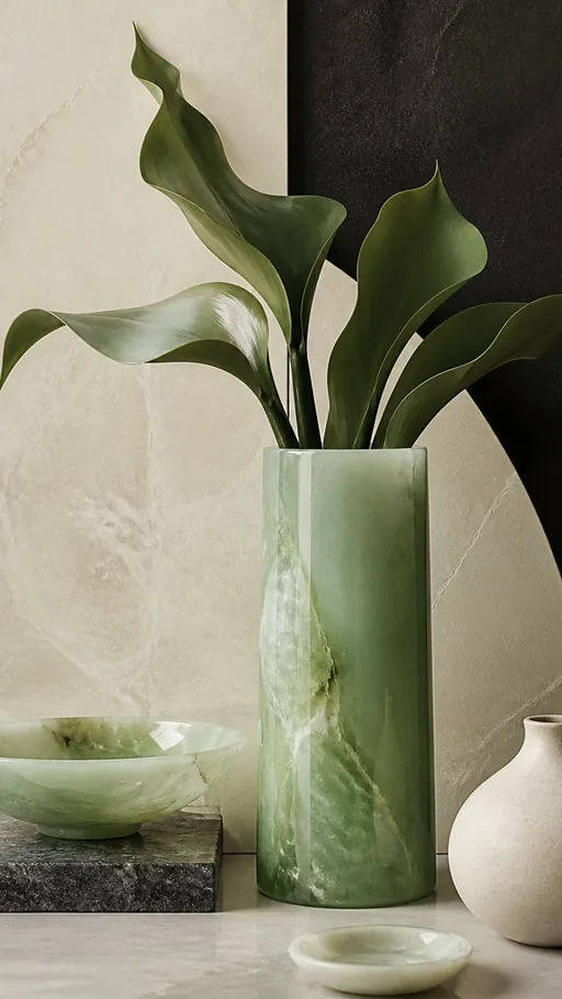Elegant Jade-green Translucent Stone Smooth Ceramic — Minimal & Color wallpaper