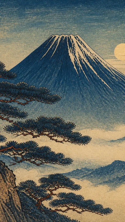 Original Japanese Woodblock-style Landscape — Art & Illustration wallpaper