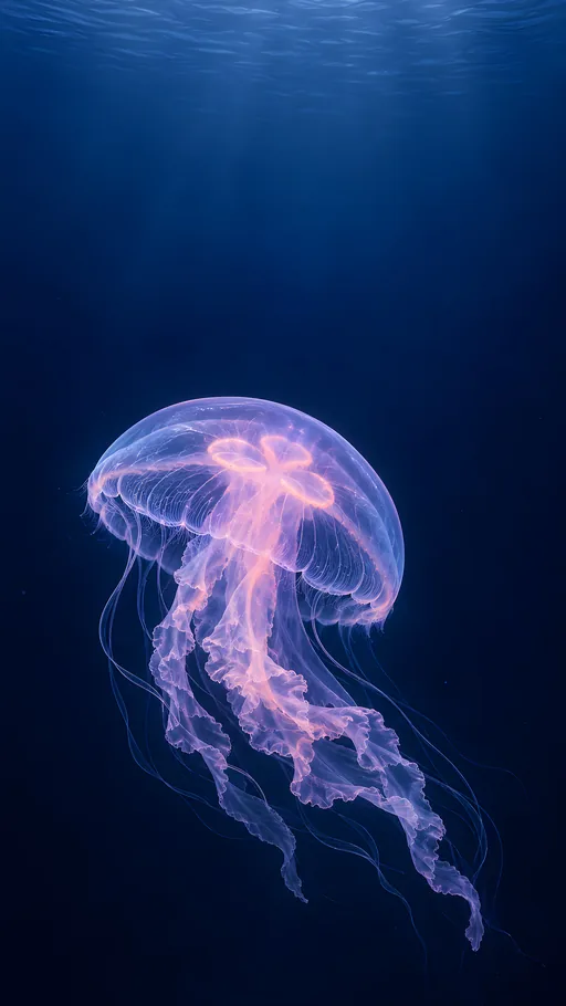 Moon Jelly in Navy Water — Animals & Wildlife wallpaper