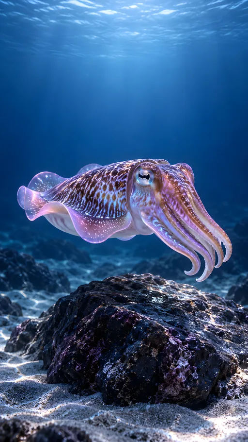 Cuttlefish Over a Dark Stone — Animals & Wildlife wallpaper