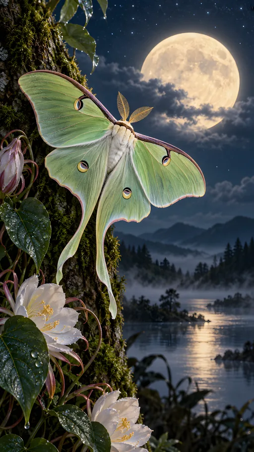 Luna Moth Before the Moon — Animals & Wildlife wallpaper