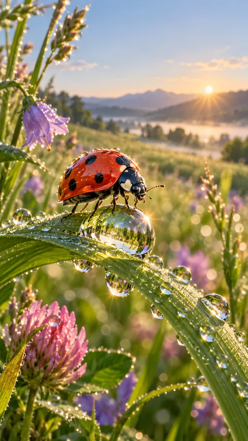 Ladybird on a Dewdrop — Animals & Wildlife wallpaper